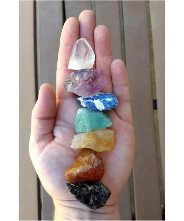 Natural Crystal Rough 7 Stones Set Seven Medium Rough Natural raw Crystal kit Chakra Reiki Balancing - Buy Online on GoSupps.com