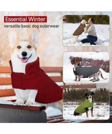 Windproof Winter Fleece Dog Jacket for Cold Weather Reflective Pet Vest for Large Breeds - Burgundy XL - Buy Online on GoSupps.com