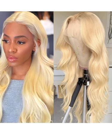 613 Blonde Lace Front Wigs Human Hair Body Wave Honey Blonde 13X4X1 T Part Transparent Lace Wig Blonde Human Hair Wigs Brazilian Pre Plucked with Baby Hair for Women (18 inch, 13x1 Body Wave Wig) 18 Inch 13x1 Body