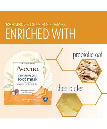 Aveeno Repairing CICA Foot Mask - Moisturizing Foot Mask for Extra Dry Skin - 6 Pairs of Single-Use Slippers - Unscented - Pack of 1 - Buy Online on GoSupps.com