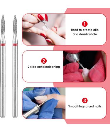 YUXIANLB 6pcs Cuticle Drill Bit Diamond Nail Drill Bits Set with Case Professional Manicure Tools 3/32" Flame Cuticle Clean Nail Carbide Bits for Home Salon Style2 - Buy Online on GoSupps.com