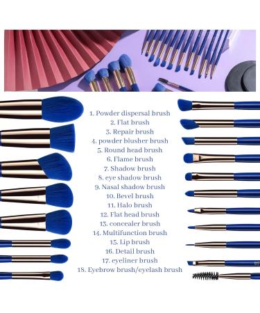 BS-MALL 18 Pcs Makeup Brushes Set with Case - Premium Synthetic Brushes for Foundation, Powder, Concealers, Eye Shadows - Dark Blue - Buy Online on GoSupps.com