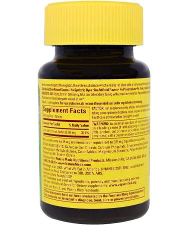 Nature Made Iron 65mg Tablets - 100 Count by Naruekrit - Buy Online on GoSupps.com