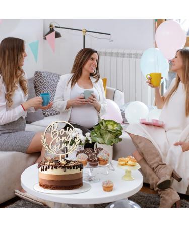 Gender Reveal Cake Topper - Wooden Boy or Girl Decoration for Baby Shower & Party - Buy Online on GoSupps.com