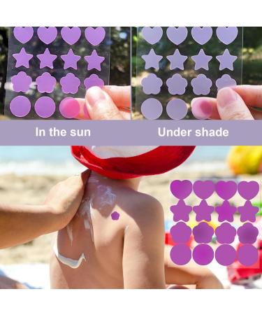 Uv Stickers 5 Sheets UV Stickers for Sunscreen 80Pcs UV Stickers 4 Styles Waterproof UV Detection Stickers Sunscreen Stickers Reapply Sunscreen Patches for Beach Swimming Kids & Adults - Buy Online on GoSupps.com
