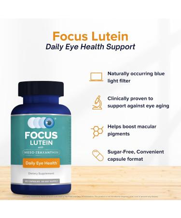 Focus Lutein for Eyes with Meso-Zeaxanthin Eye Vitamin Supplement 60 Count 60 Day Supply Daily Vision Support for Digital Screens Bright Lights Sunlight Vegan and Sugar-Free Made in USA 60 Count (Pack of 1) - Buy Online on GoSupps.com