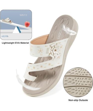 Ecetana Women's Arch Support Slide Sandals - Orthopedic Comfort Summer Sandals | White, Size 9 - Buy Online on GoSupps.com