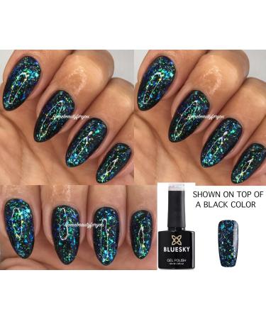 Bluesky Nail Gel Polish Chameleon Flakes Galaxy 07 UV LED Soak Off 10ml Black Base is required for the effect in photo - Buy Online on GoSupps.com