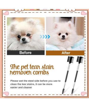 2-Piece Dog Tear Stain Remover Comb Set - Double-Sided Brush for Crust & Mucus Removal | Best International Shipping - Buy Online on GoSupps.com