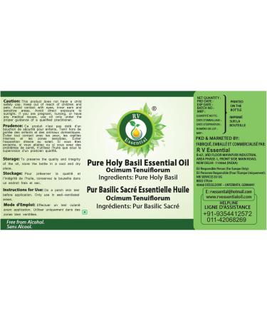Huile essentielle basilic sacr | Ocimum Tenuiflorum | Huile basilic sacr Tulsi | 100% pur | Distill vapeur | Holy Basil Essential Oil | 10ml | 0.338oz By R V Essential 10 ml (Pack of 1) - Buy Online on GoSupps.com