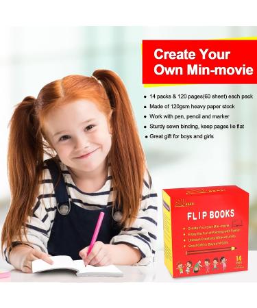 14 Pack Blank Flipbooks - 840 Sheets (1680 Pages) for Animation & Sketching | 120GSM No Bleed Drawing Paper - Sewn Binding | 4.5 x 2.5 - Buy Online on GoSupps.com