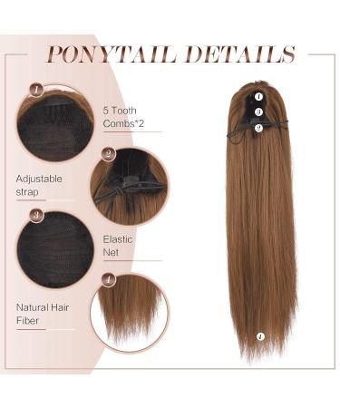 Feshfen 35 cm Strawberry Blonde Ponytail Extensions - Smooth Long Straight Braid Hairpiece with Drawstring - Synthetic Hair for Women - Buy Online on GoSupps.com