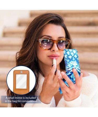 Travel Lipstick Organizer Case | Portable Makeup Bag with Mirror | Watercolor Pineapple Design - Buy Online on GoSupps.com