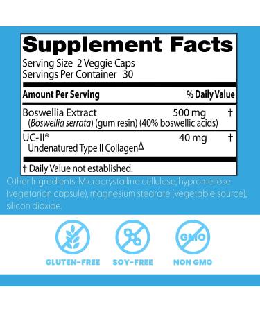 Doctors Best BioAvailable Boswellia + UC-II Supports Joint Health Non-GMO Gluten Free Soy Free 60 Veggie Caps - Buy Online on GoSupps.com