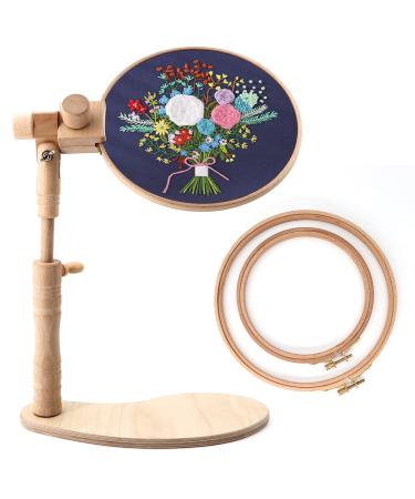 ZOCONE Beech Wood Adjustable Rotated Embroidery Hoop Stand with 2 Pcs 7'' 8'' Embroidery Hoops  Wooden Embroidery Stand  Embroidery Hoop Holder for Cross Stitch and Embroidery Project (A) - Buy Online on GoSupps.com