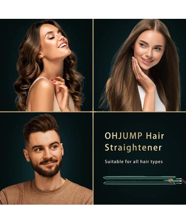 OHJUMP 3-in-1 Halo Ionic Flat Iron & Curler - Professional Ceramic Straightener with Adjustable Temperature - Fast Heating & 3D Titanium Plates - Green - Buy Online on GoSupps.com