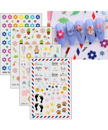 JMEOWIO 18 Sheets Cute Nail Stickers for Kids Nail Art Stickers Decals Self-Adhesive Heart Flower Rainbow Fruit Nail Supplies Nail Art Design Decoration Accessories - Buy Online on GoSupps.com