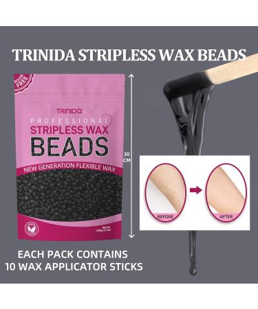 TRINIDA Wax Beads Professional Hard Wax 500g with Applicators - Painless Hair Removal for Women and Men - Charcoal - Buy Online on GoSupps.com