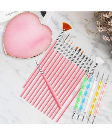 Hethyo Resin Nail Art Palette Kit with Brush Set & Dotting Tools - Pink & Golden Edge - Buy Online on GoSupps.com