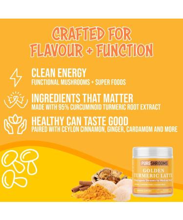 Golden Milk Turmeric Latte - Ultra Concentrated Superfoods - Lion's Mane & Turkey Tail Mushroom Ceylon Cinnamon Black Pepper Extract Tea Blend - Dairy-Free Made in Canada 30 Servings (125 grams) - Buy Online on GoSupps.com