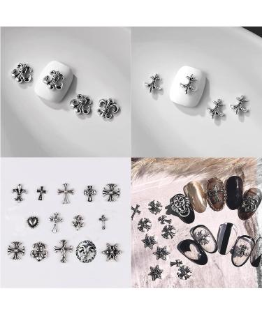 AEDNX 70pcs Cross Nail Charms 3D Nail Art Charms Flatback Sliver Metal Nail Charms Punk Vintage Nail Art Supplies for Acrylic Nail Decoration Girls Womenn Gift - Buy Online on GoSupps.com