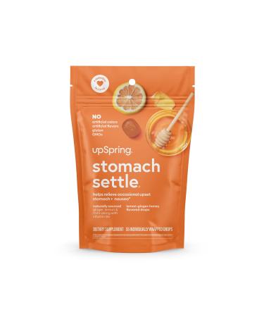 UpSpring Stomach Settle Drops for Occasional Nausea Relief and Morning Sickness with Ginger, Lemon, Spearmint, and B6. Individually Wrapped Drops, 55 Ct(Packaging May Vary) Classic