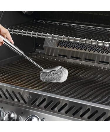 Stainless Steel Wool Scrubber Steel Scouring Pad with Long Handle 304 Steel Wool Scrubber for Kitchens Steel Wool Scrubber Pad with Strong Cleaning Ability for Pots Pans Grills and Sink 33*8cCm/12.99*3.15 inches - Buy Online on GoSupps.com
