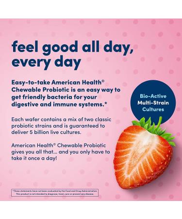 American Health Once Daily Chewable Probiotic - 50 Billion CFU, Natural Strawberry Flavor, 60 Tablets - Buy Online on GoSupps.com