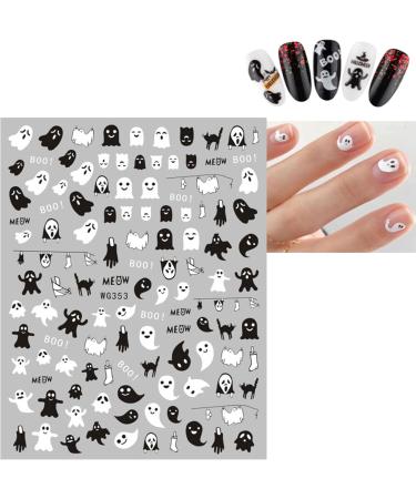 JMEOWIO 8 Sheets Halloween Nail Art Stickers Decals Self-Adhesive Pumpkin Skull Ghost Spider Web Bat Spook Nail Supplies Nail Art Design Decoration Accessories - Buy Online on GoSupps.com