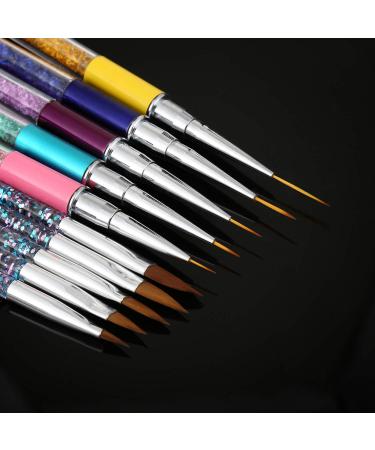 10 Piece 3D Nail Brushes Art Set with Acrylic Rhinestone Handles - Nail Painting Design Pen Brushes for Ombre and Acrylic Nail Art - Buy Online on GoSupps.com