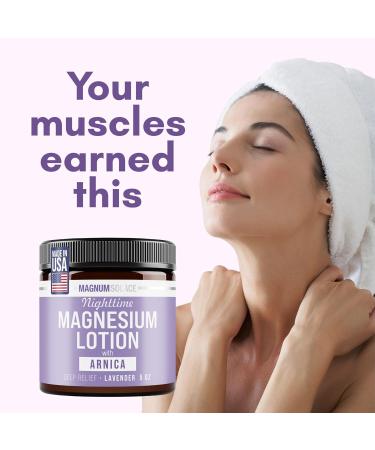 Magnum Solace Nighttime Magnesium Lotion with Arnica Soothing Relief & Relaxation Highly Concentrated Magnesium for Muscles & Joints Apply to Legs or Feet Before Bed Skin-Friendly - Buy Online on GoSupps.com