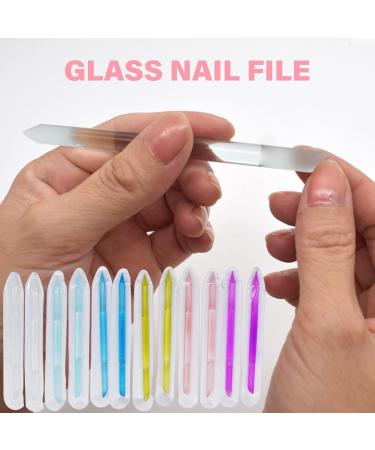 12Pcs Glass Cuticle Pusher Double Ended Manicure Stick Crystal Cuticle Pusher Glass File Professional Filing Stick - Buy Online on GoSupps.com