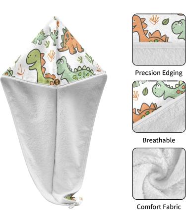 Cute Cartoon Dinosaurs Hair Towel 2 Pack - Super Absorbent Quick Drying Hair Turbans for Women & Girls - Buy Online on GoSupps.com