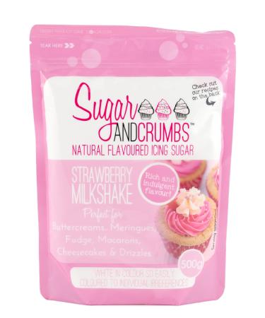 Sugar and Crumbs Natural Flavoured Icing Sugar Confectioners Powdered Sugar - for Baking Frosting Dusting Decorating Royal Icing Cake Cupcakes Buttercreams Strawberry Milkshake 500g 500 g (Pack of 1) - Buy Online on GoSupps.com