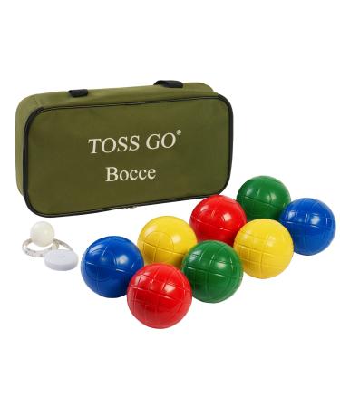 90mm Bocce Set with Carry Bag, Batchi Ball Set Includes 8 All Weather Bocce Game Balls in 2 or 4 Team Colors, 1 Palino. Batchi Ball Set, Bochie Ball Set, Summer Outdoor Party Game for All Age