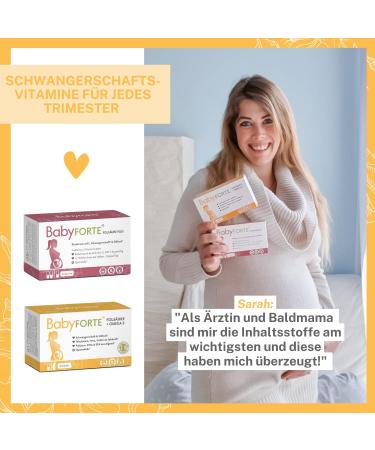 Baby Forte Folic Acid & Omega-3 | Vegan Algae Oil for All Trimesters | 18 Essential Pregnancy Vitamins | 60 Capsules with Quatrefolic Magnesium & DHA/EPA for Pregnancy & Breastfeeding - Buy Online on GoSupps.com
