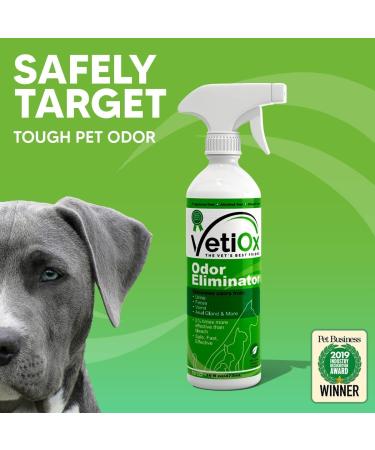 VetiOx Pet Odor Eliminator 16 oz Trigger Spray Bottle - Veterinarian Strength Dog and Cat Deodorizer - Buy Online on GoSupps.com