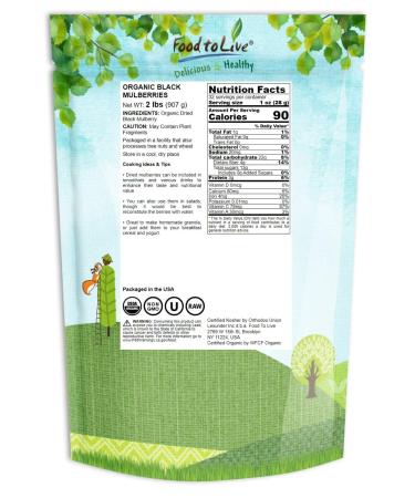 Organic Dried Black Mulberries 2 Pounds | Non-GMO Raw Fruit | Unsulfured & Unsweetened | Vegan & Kosher | Great for Snacking, Desserts & Granola | No Sugar Added | Morus nigra - Buy Online on GoSupps.com