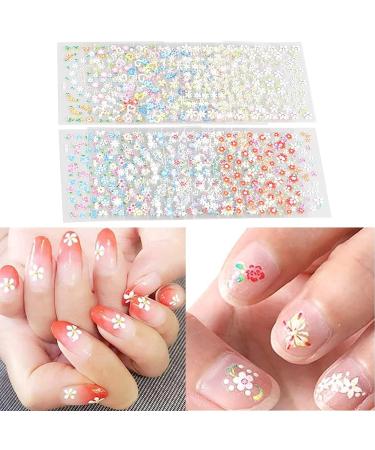 30 Colorful Flower Nail Art Sticker Decals - Self Adhesive 3D Designs with Glitter - Nail Art Supplies for Women - Buy Online on GoSupps.com