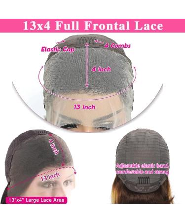 10 180% Density Highlight Ombre Bob Human Hair Wig P4/27 - HD Lace Frontal Pre Plucked - Blonde Front Wigs for Black Women - Buy Online on GoSupps.com