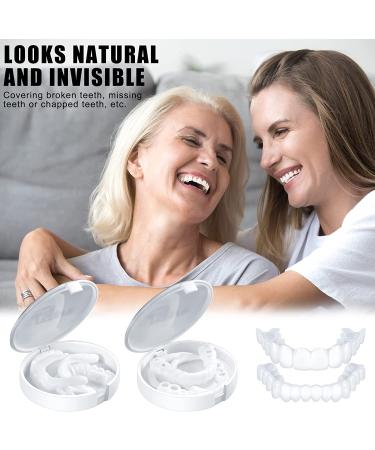 4 Set Fake Teeth Veneers: Temporary Denture Snap in Teeth for Men and Women - Confidence Smile Dentures with Mini Tweezers - Bad Teeth Whitening Alternative - Buy Online on GoSupps.com