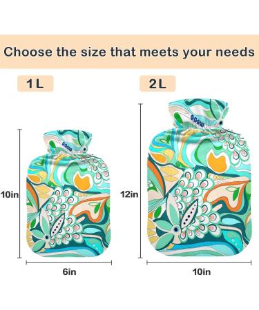 Naanle Colorful Hot Water Bottle with Cover - 2L for Back Pain Relief & Heated Therapy - Transparent Design with Floral Ornaments - Buy Online on GoSupps.com