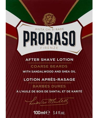 Proraso After Shave Lotion with Sandalwood Oil and Shea Butter - Moisturizing, Nourishing for Coarse Beards - 3.4 Fl Oz - Buy Online on GoSupps.com
