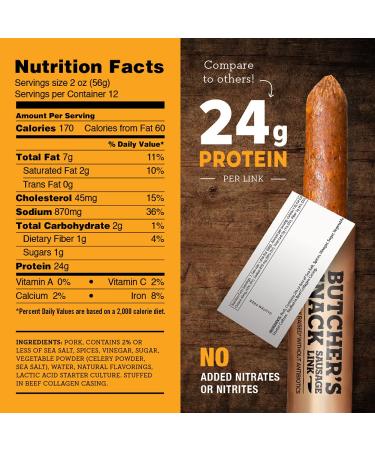 4505 Original Recipe Sausage Link Meat Sticks - 24g Protein, Keto, Paleo, Gluten Free - 12 King Size Butcher's Snack Sticks - Buy Online on GoSupps.com
