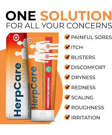 Herpes Genital Treatment | Herpcare Fast Acting Ointment | Can be Used on Cold Sore | Homeopathic Medicine | Soothes Itching Tingling & Burning | Relief from The Symptoms of Genital Sore - Buy Online on GoSupps.com