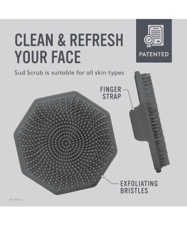 Sud Scrub Antimicrobial Silicone Face Scrubber for Sensitive Skin - Eco-Friendly Exfoliating Facial Cleansing Brush for Men & Women (Charcoal) - 1 Pack - Buy Online on GoSupps.com