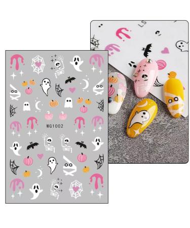 Halloween Nail Art Stickers - 8 Sheets Self-Adhesive Cute Ghosts Pumpkins & Skull Designs | International Shipping Available - Buy Online on GoSupps.com