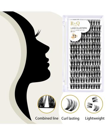 Shop BQ Lash Single Eyelash Clusters - 72 Colored DIY Extensions | B12 B02 B09 Black Lashes D-14mm for At-Home Beauty - Buy Online on GoSupps.com