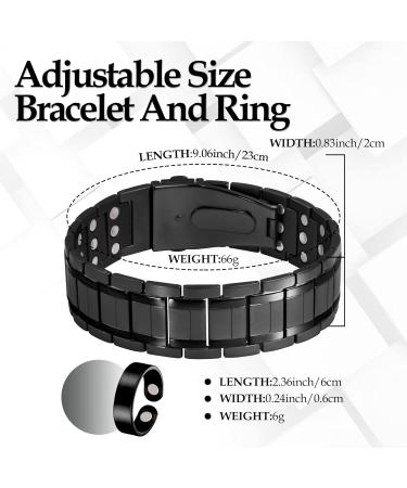 Jecanori 3X Ultra Strength Titanium Magnetic Bracelet for Men | Adjustable with 57 Magnets (3500 Gauss) | Magnetic Wristband for Pain Relief | Includes Free Removal Tool and Gift Box - Titanium Black - Buy Online on GoSupps.com
