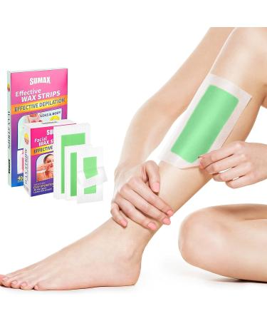 112-Piece Wax Strips Hair Remover for Bikini, Arms, Legs, & More | 72 Small + 40 Large Wax Strips | Includes 10 Calming Oil Wipes - Buy Online on GoSupps.com